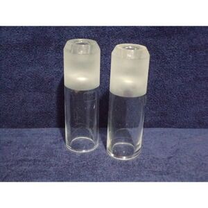 Sasaki Crystal Hand Crafted Candle Holders Set of 2 Clear & Frosted 8" Tall VTG